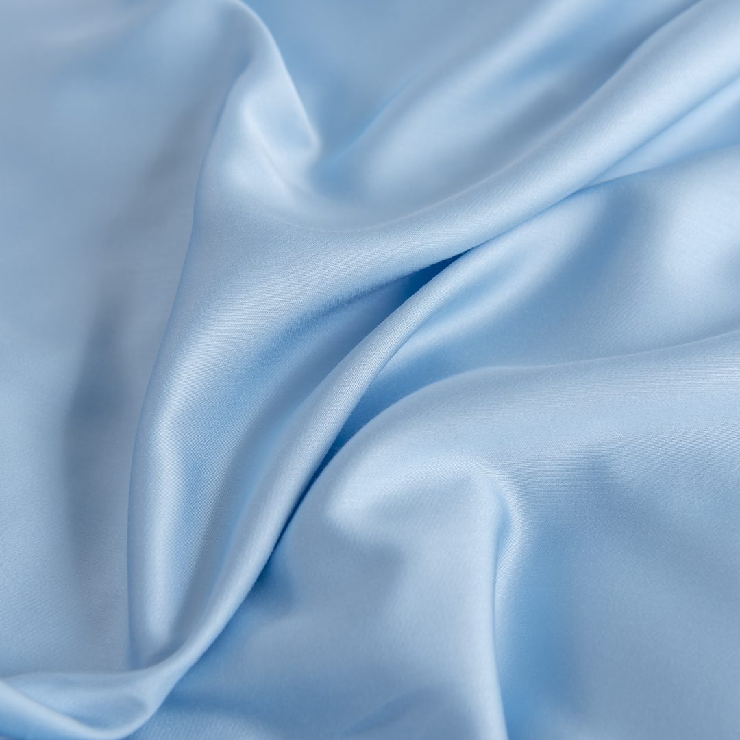 Foto van een kleurstaal bamboe beddengoed van de kleur Sky Blue (kleur licht blauw)